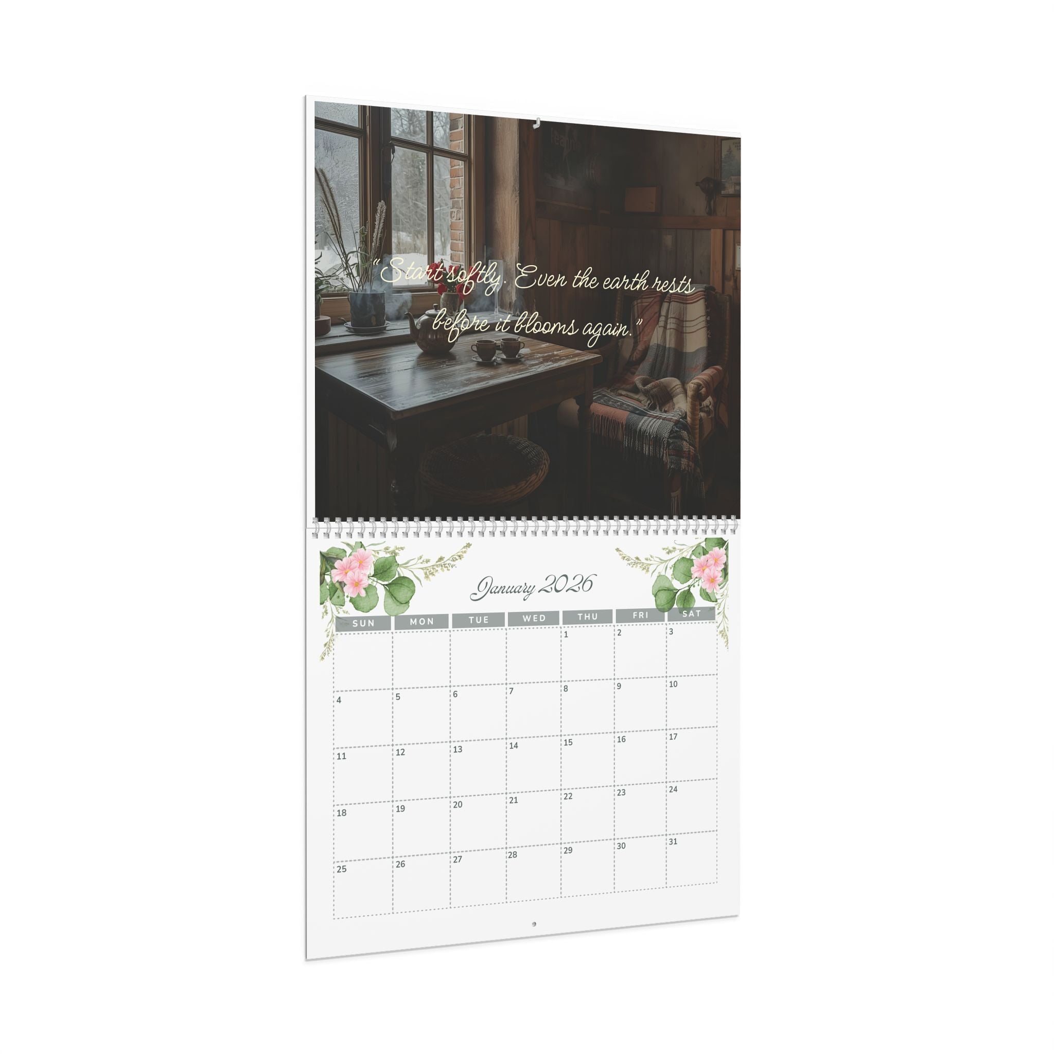 Cottagecore Wall Calendar, Farmhouse Wall Calendar, Nature Calendar, Rustic Calendar, Monthly Planner