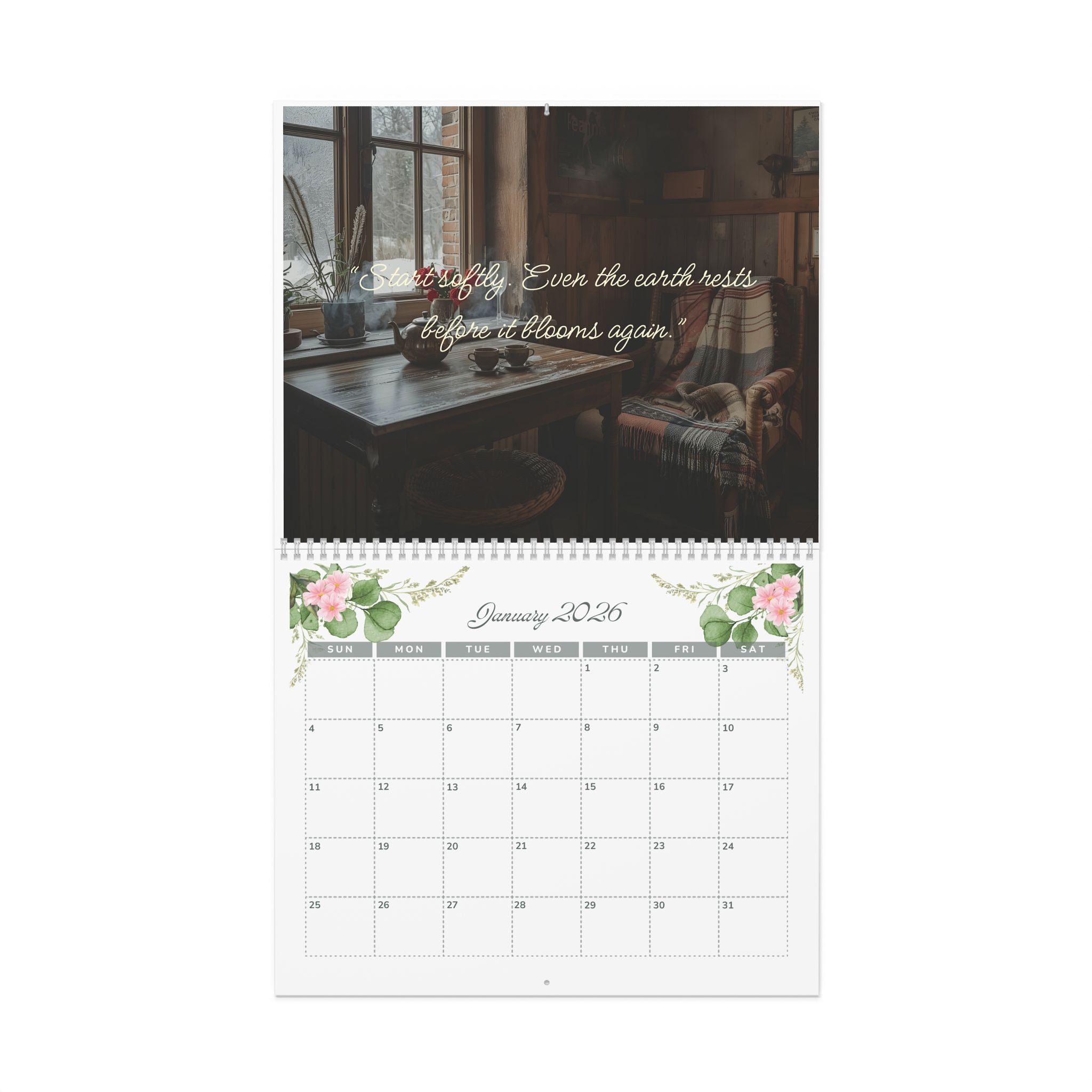 Cottagecore Wall Calendar, Farmhouse Wall Calendar, Nature Calendar, Rustic Calendar, Monthly Planner