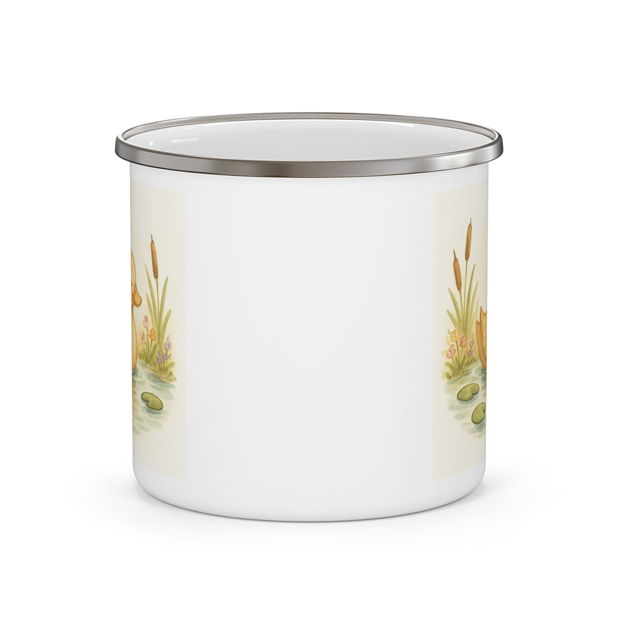 Duck by the Pond Enamel Mug, Cottagecore Farmhouse Cup for Cozy Mornings