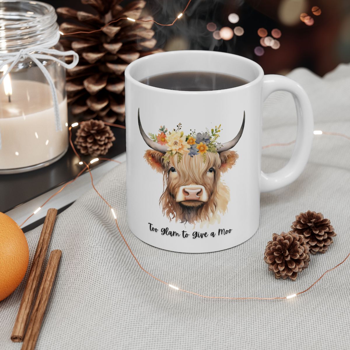 Ceramic Mug, Highland Cow Mug, Funny Mug, Farmhouse Kitchen Decor, Cow Lover Gift, Coffee Cup, Tea Mug, Gift for Her, Kitchen Drinkware