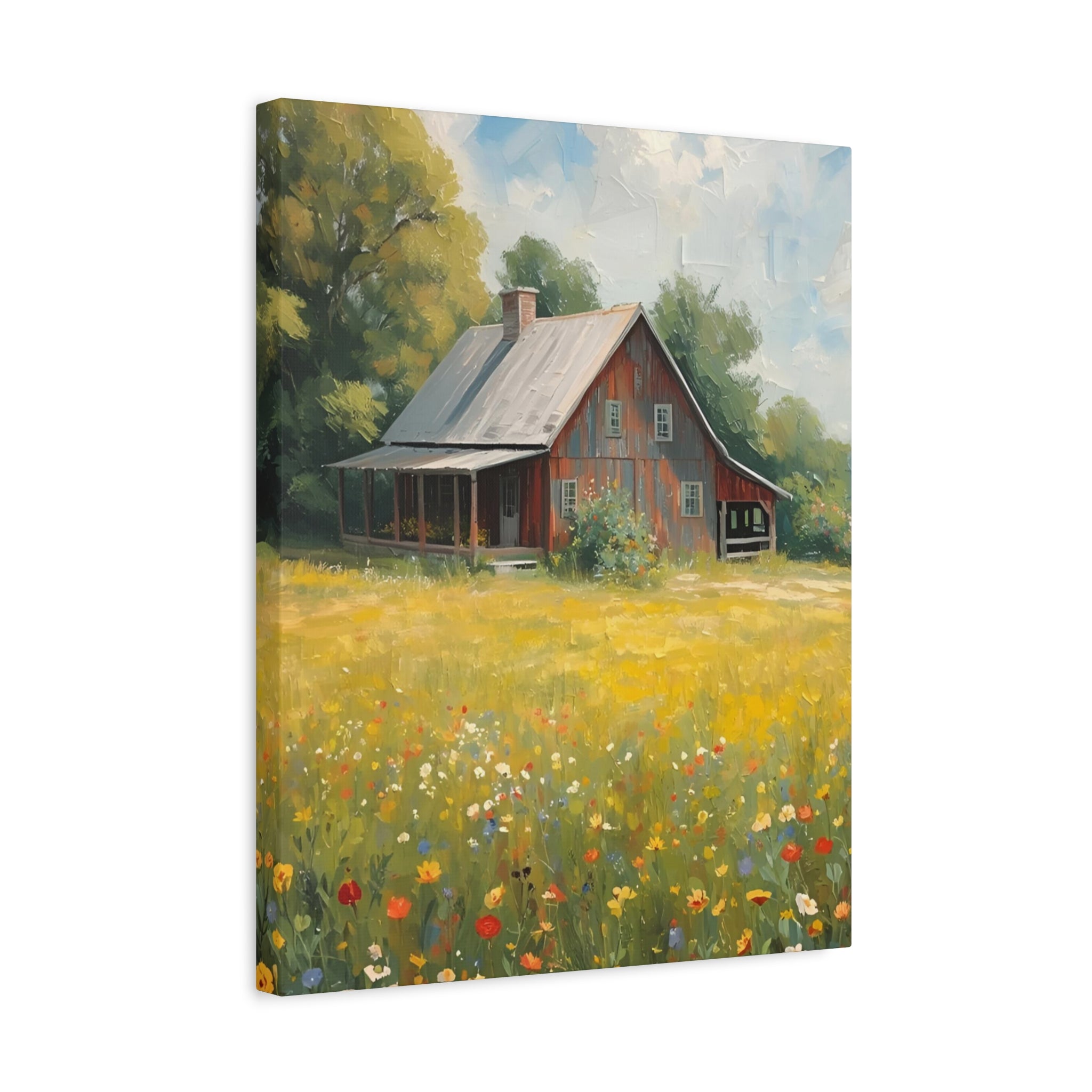 Country Meadow Barn Matte Stretched Canvas Print