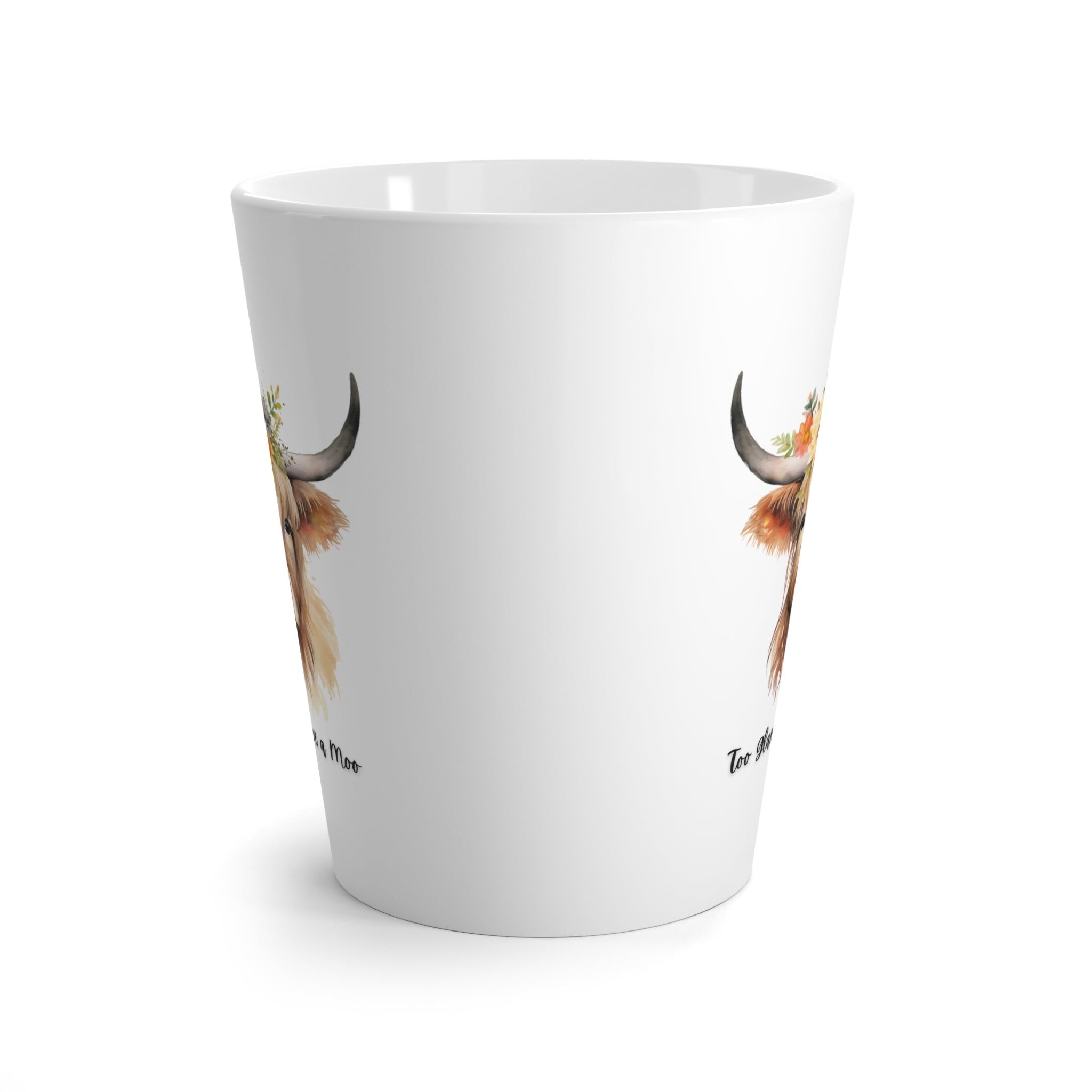 Highland Cow Latte Mug - Rustic Farmhouse Coffee Cup, Scottish Cattle Tea Mug, Cow Lover Gift, Country Kitchen Decor, Animal Print Drinkware