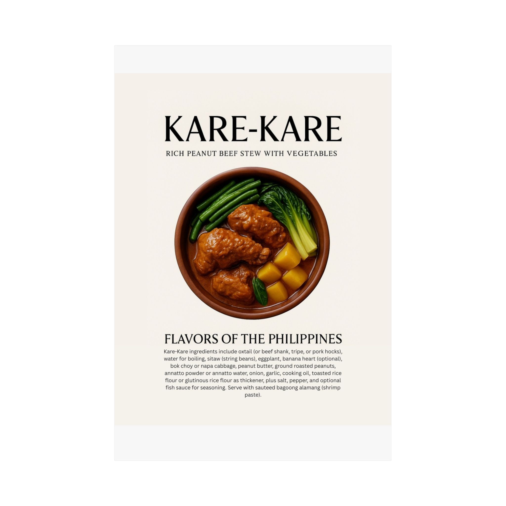 Kare-Kare Poster — Filipino Cuisine Matte Vertical Food Art Print