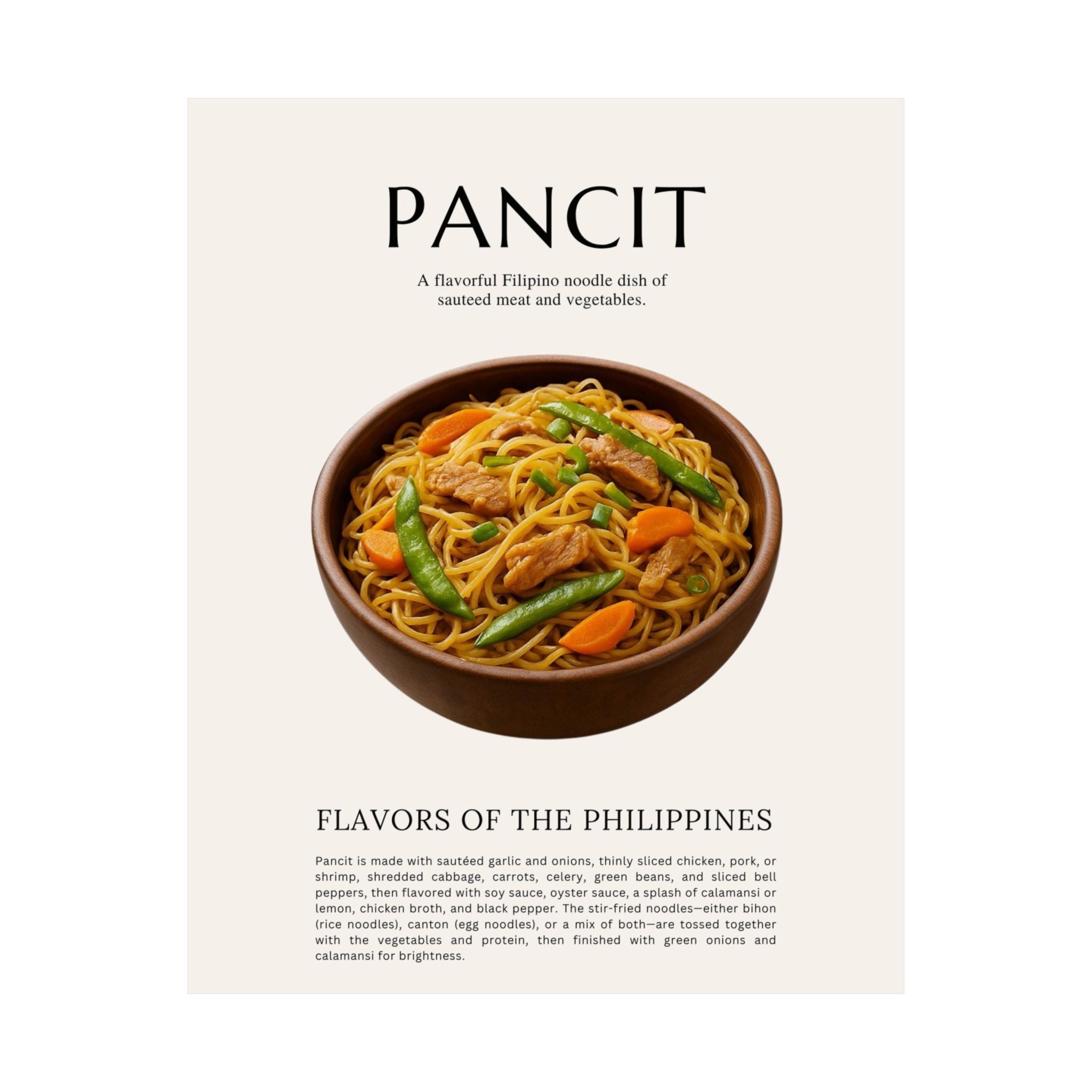 Pancit Food Art Print | Filipino Comfort Food Poster | Kitchen Wall Decor