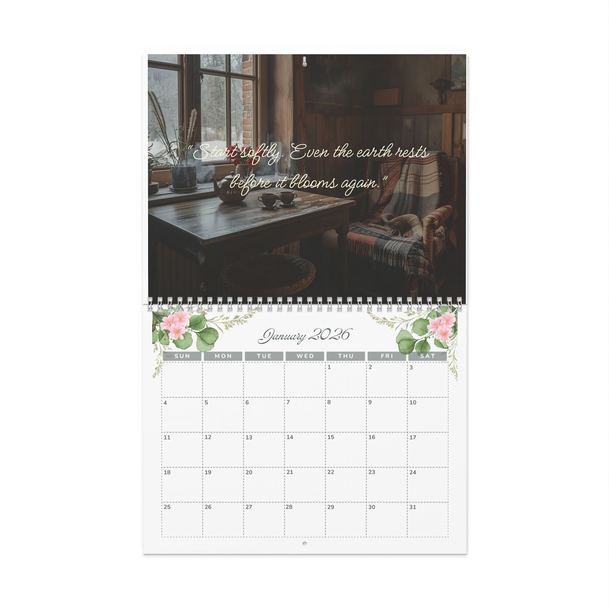 Cottagecore Wall Calendar, Farmhouse Wall Calendar, Nature Calendar, Rustic Calendar, Monthly Planner