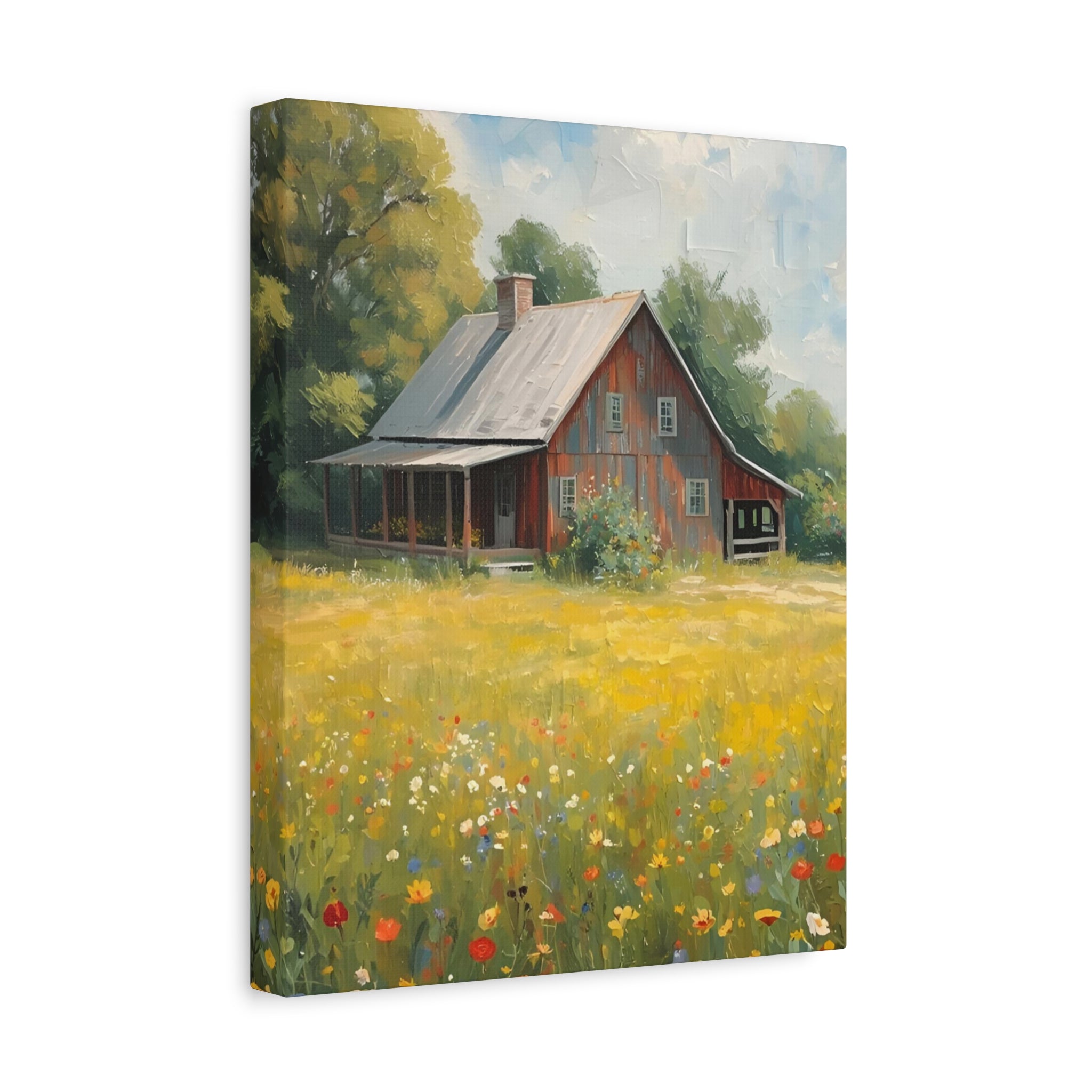 Country Meadow Barn Matte Stretched Canvas Print