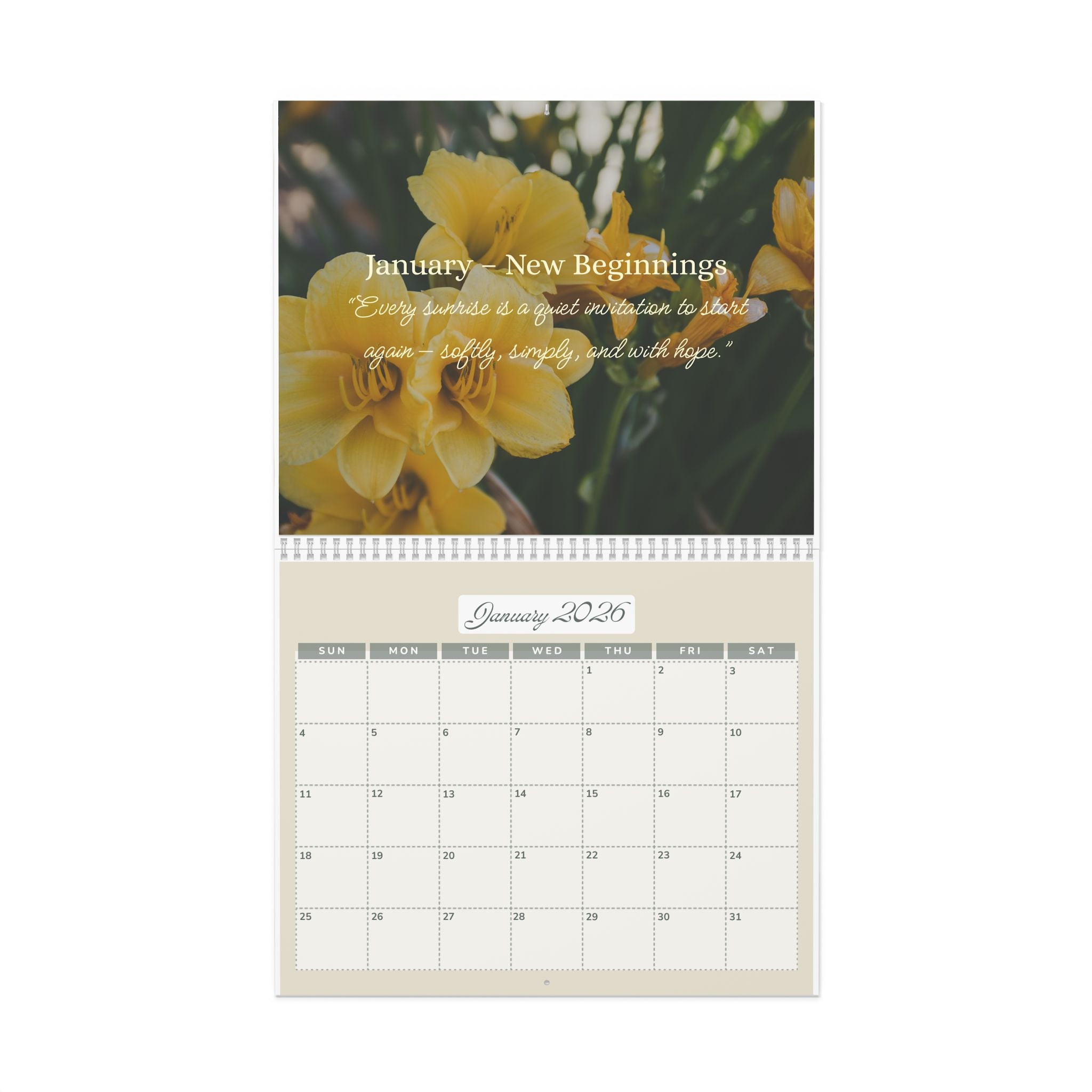 Countryside Wall Calendar, Floral Cottagecore Year, Nature Lover Planner, Flower Garden Organizer, Farmhouse Monthly Dates