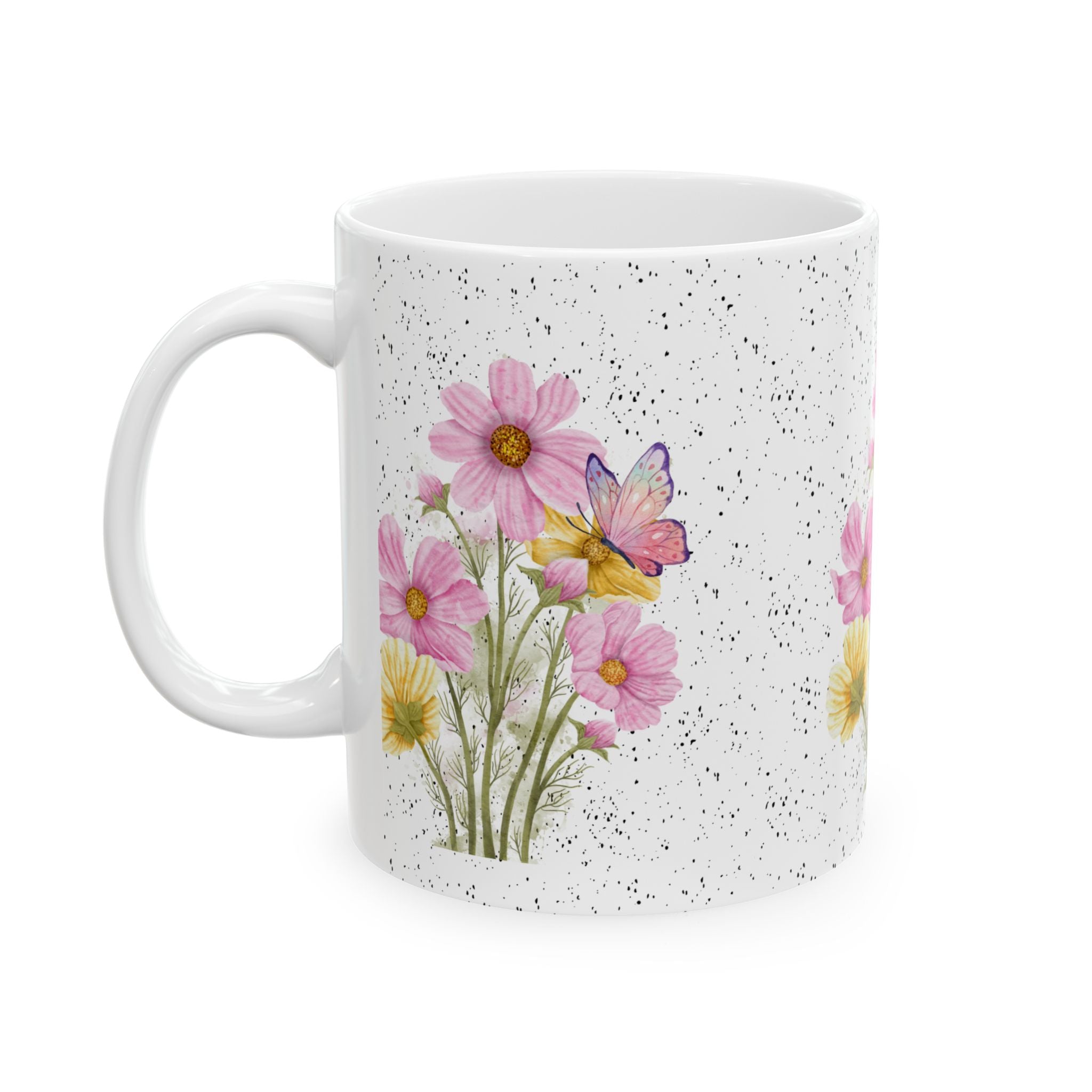 Cottagecore Mug, Floral Ceramic Coffee Cup, Rustic Farmhouse Tea Mug, Vintage Style Drinkware, Nature Lover Gift, Cozy Kitchen Decor