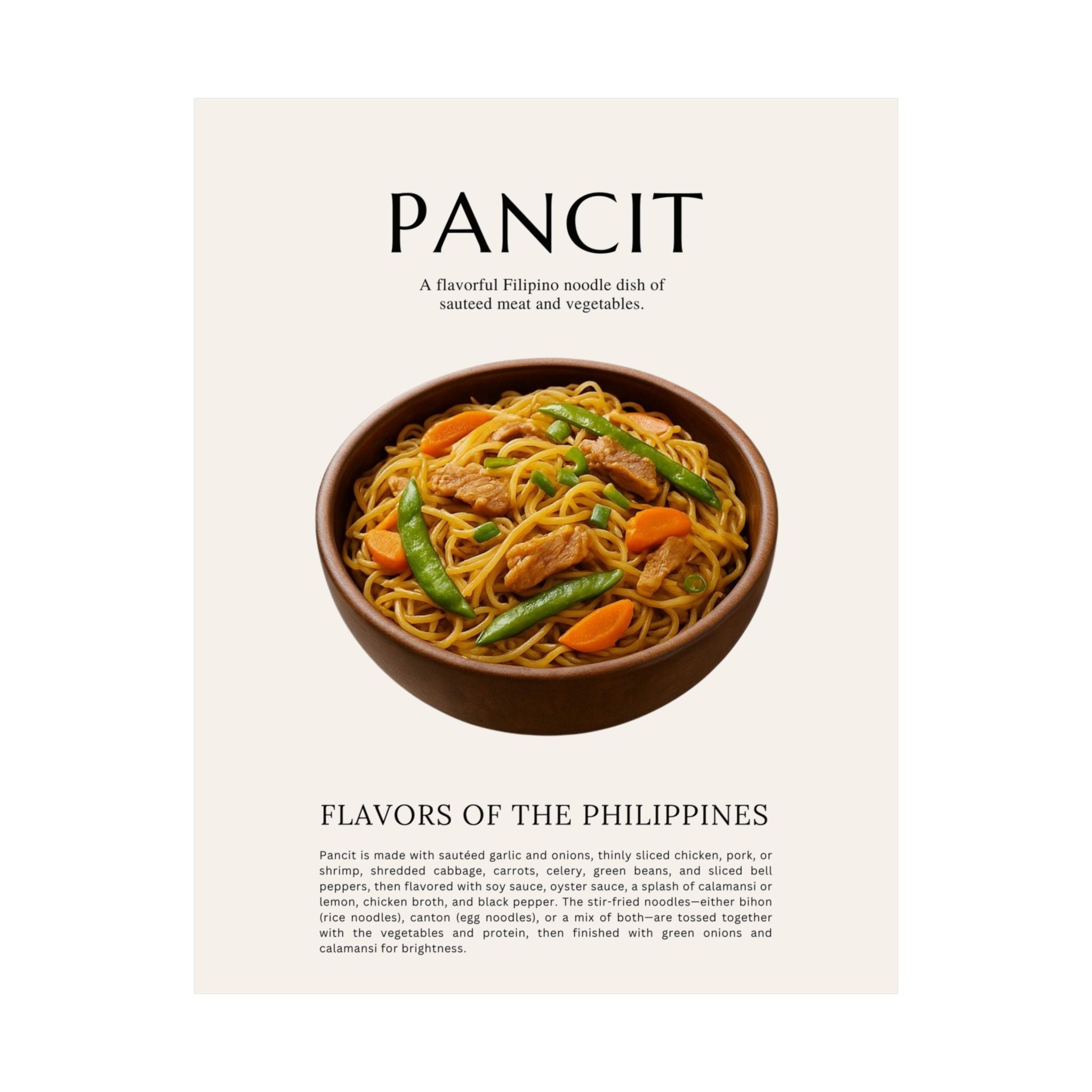 Pancit Food Art Print | Filipino Comfort Food Poster | Kitchen Wall Decor