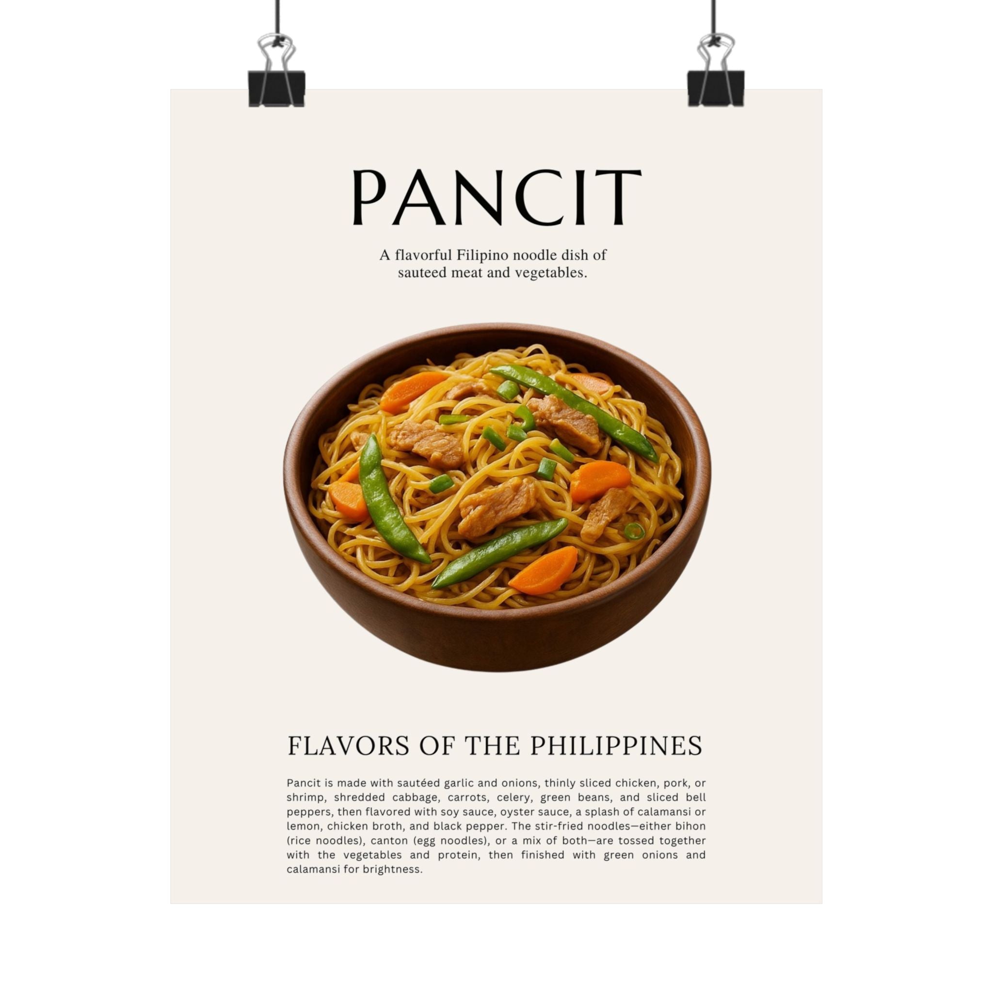 Pancit Food Art Print | Filipino Comfort Food Poster | Kitchen Wall Decor