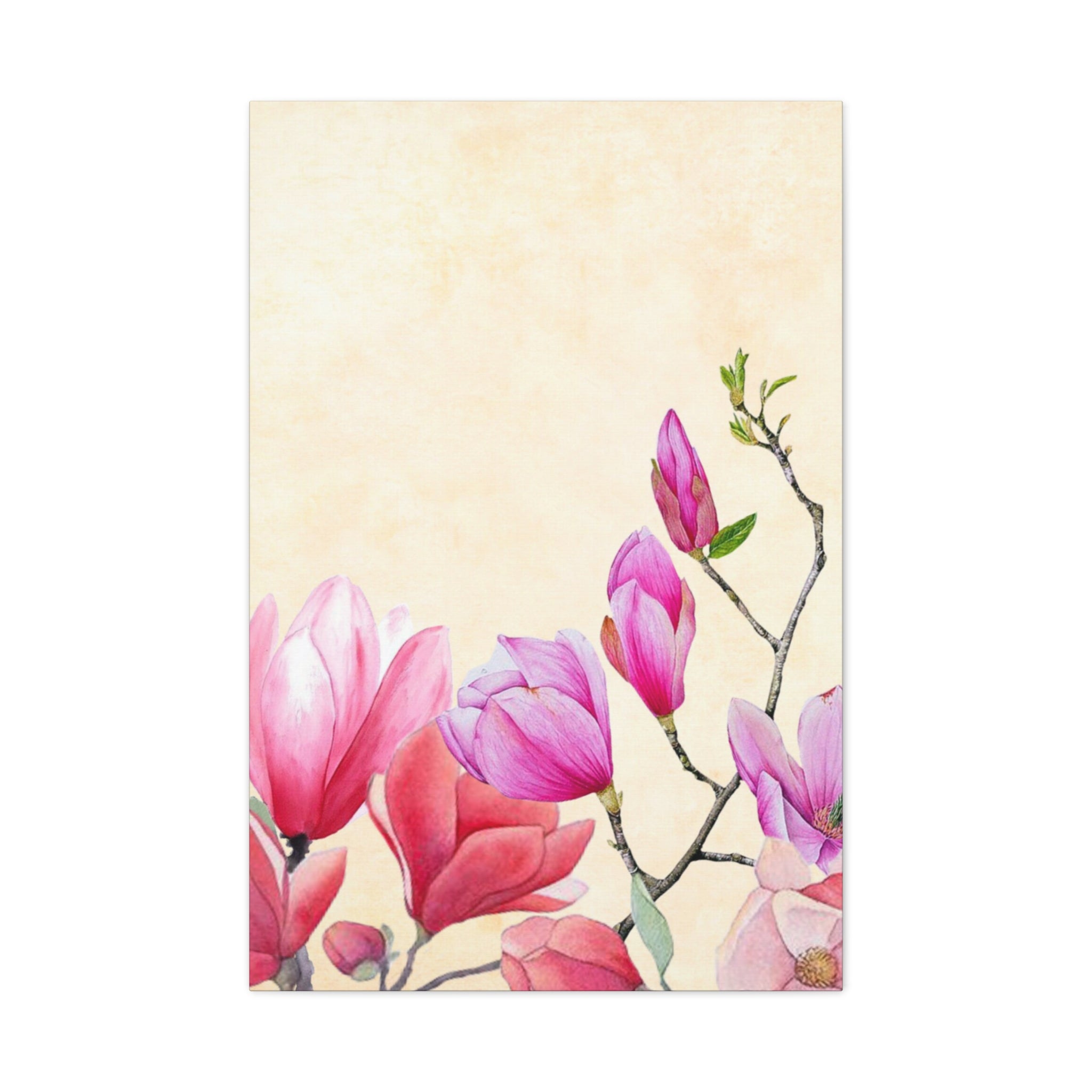 Country Meadow Magnolia – Watercolor Cottagecore Canvas Wall Art | Rustic Farmhouse Floral Print (Vertical & Horizontal)
