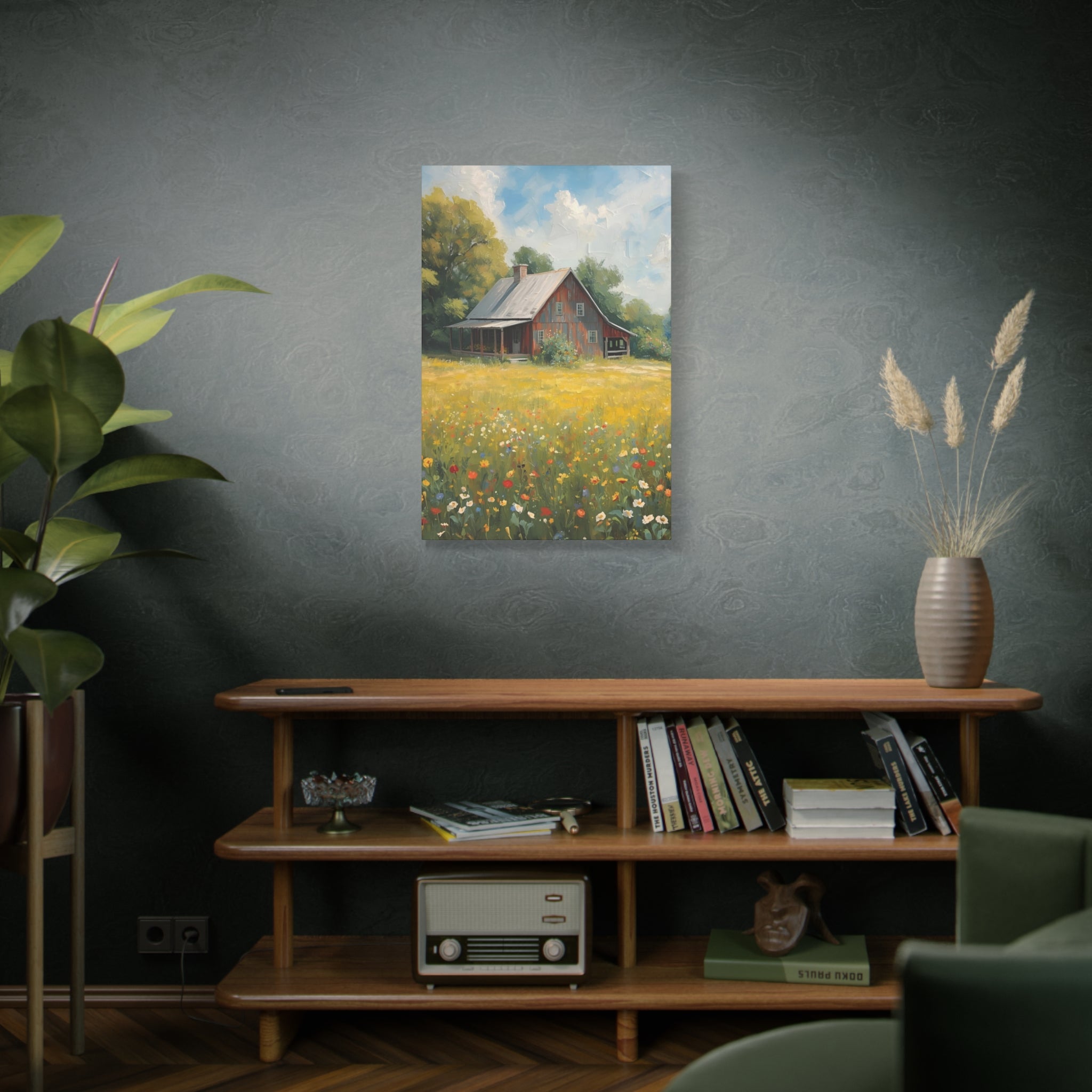 Country Meadow Barn Matte Stretched Canvas Print