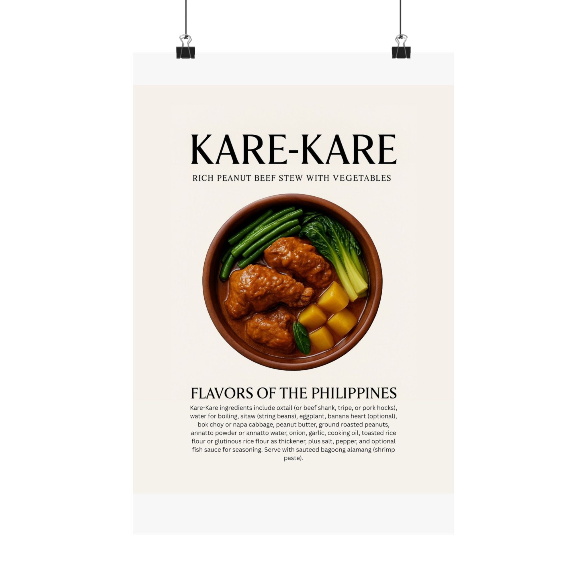 Kare-Kare Poster — Filipino Cuisine Matte Vertical Food Art Print