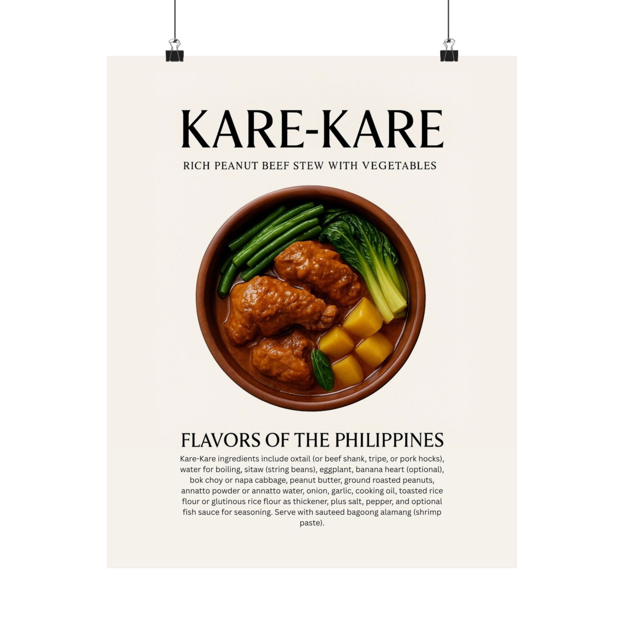 Kare-Kare Poster — Filipino Cuisine Matte Vertical Food Art Print