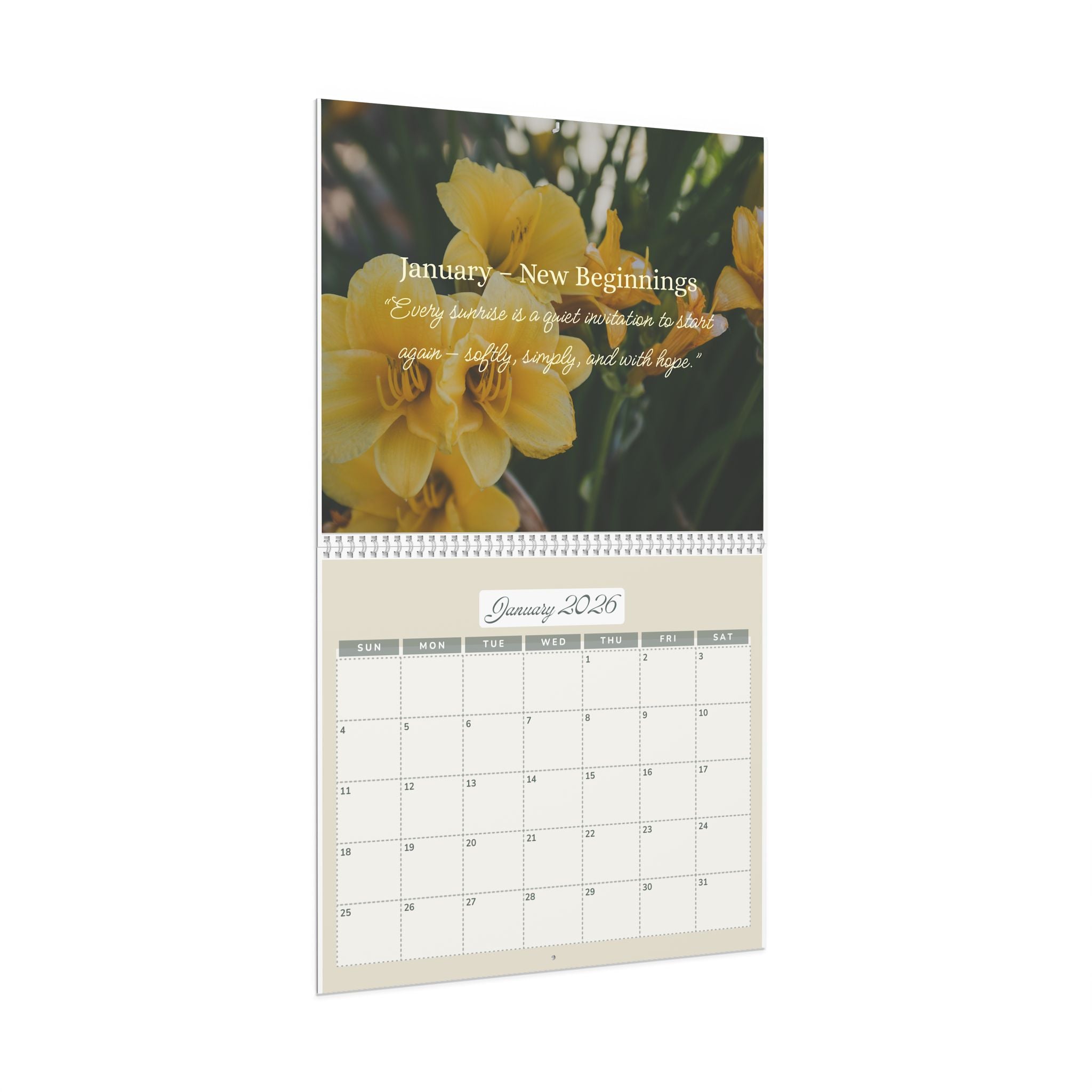 Countryside Wall Calendar, Floral Cottagecore Year, Nature Lover Planner, Flower Garden Organizer, Farmhouse Monthly Dates