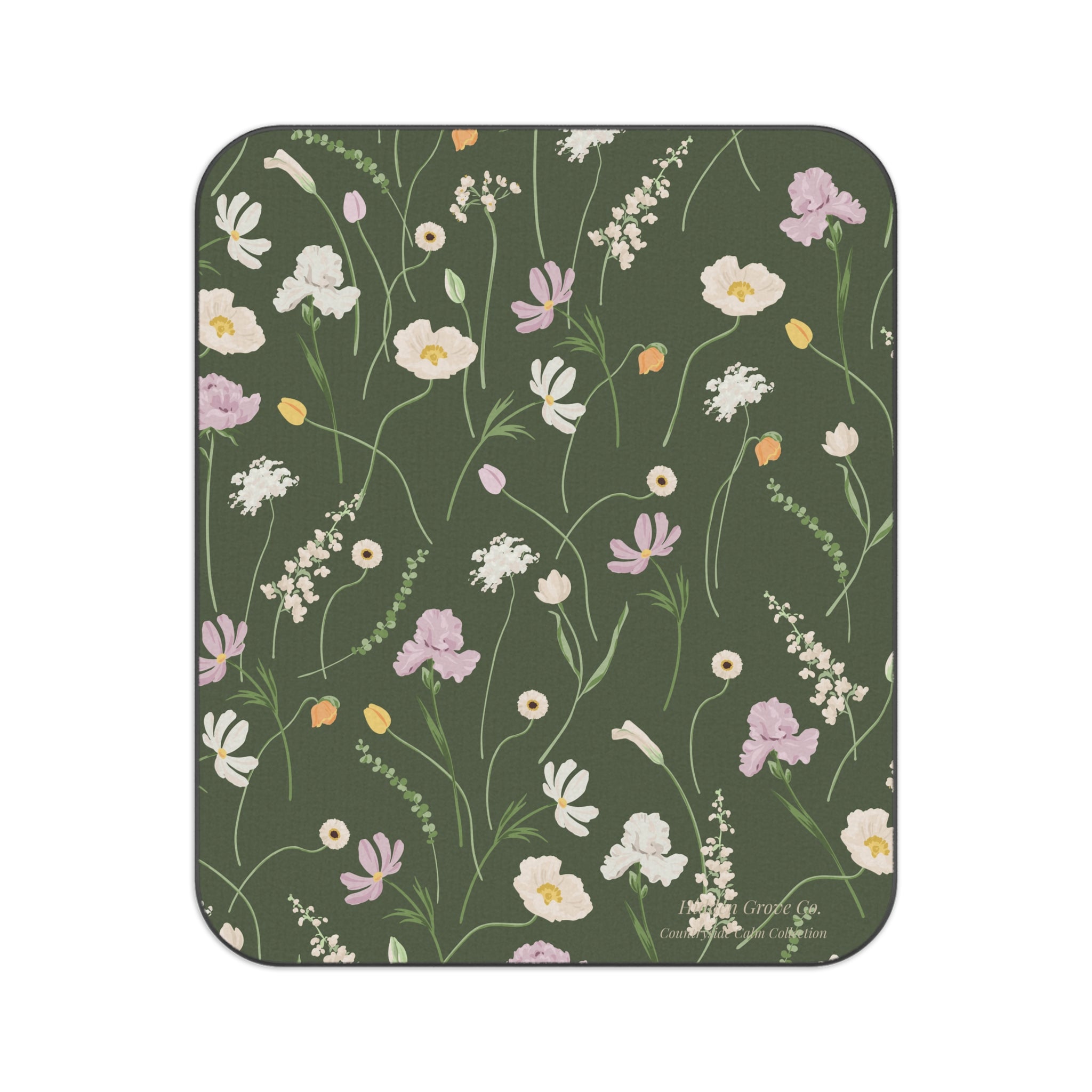 Picnic Blanket – Floral Green Outdoor Throw for Garden & Farm Life Lovers