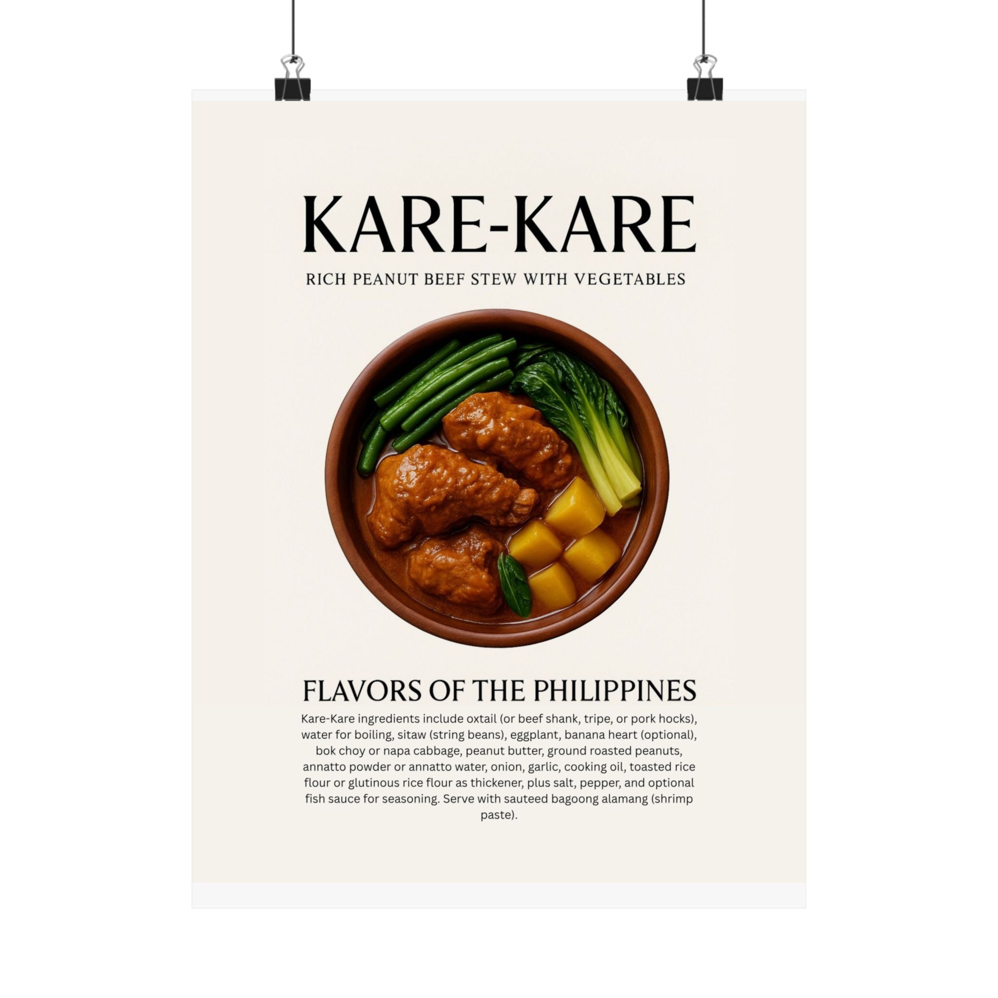 Kare-Kare Poster — Filipino Cuisine Matte Vertical Food Art Print