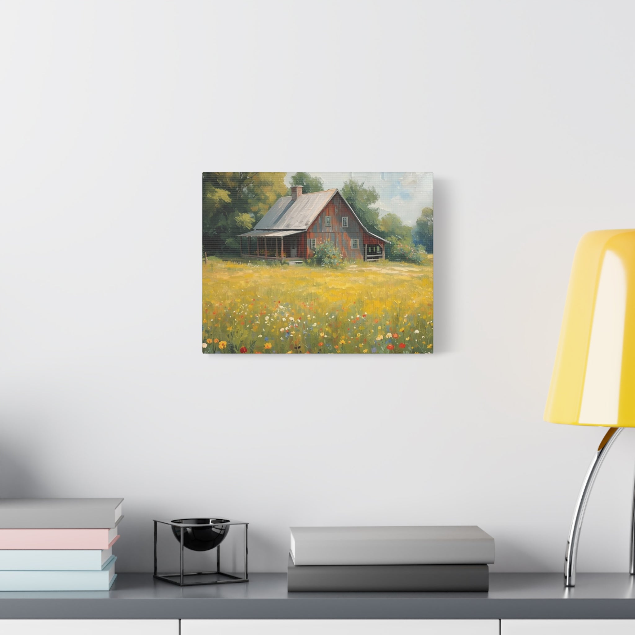 Country Meadow Barn Matte Stretched Canvas Print