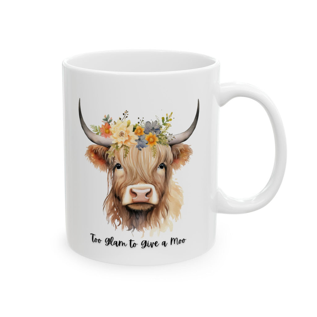 Ceramic Mug, Highland Cow Mug, Funny Mug, Farmhouse Kitchen Decor, Cow Lover Gift, Coffee Cup, Tea Mug, Gift for Her, Kitchen Drinkware