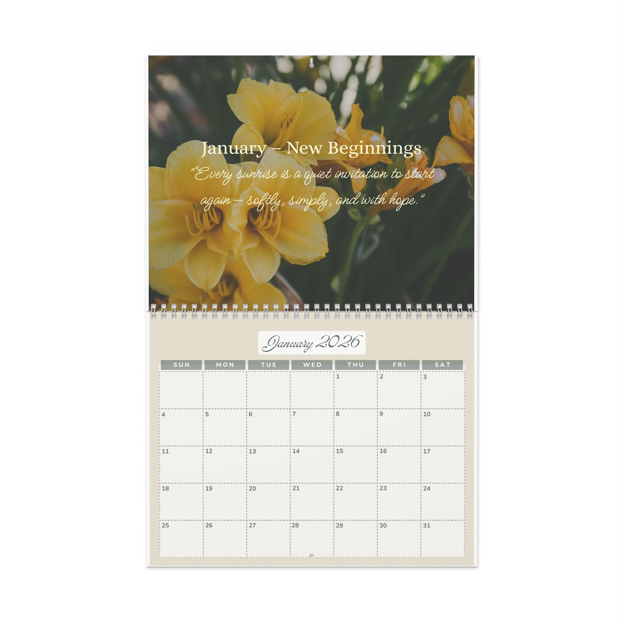Countryside Wall Calendar, Floral Cottagecore Year, Nature Lover Planner, Flower Garden Organizer, Farmhouse Monthly Dates