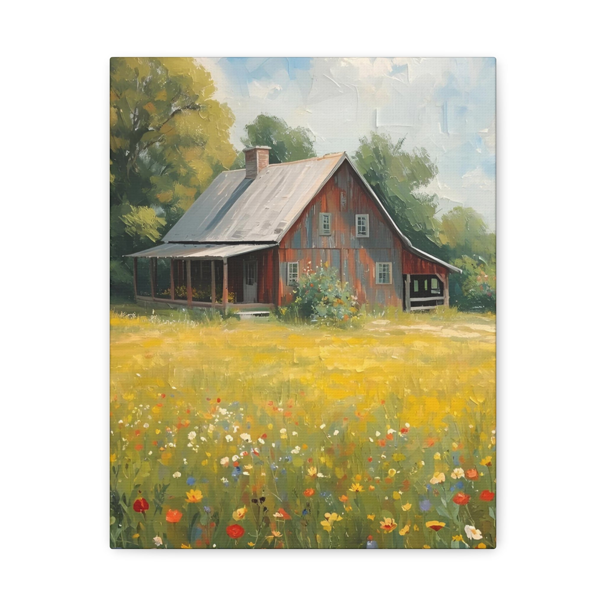 Country Meadow Barn Matte Stretched Canvas Print