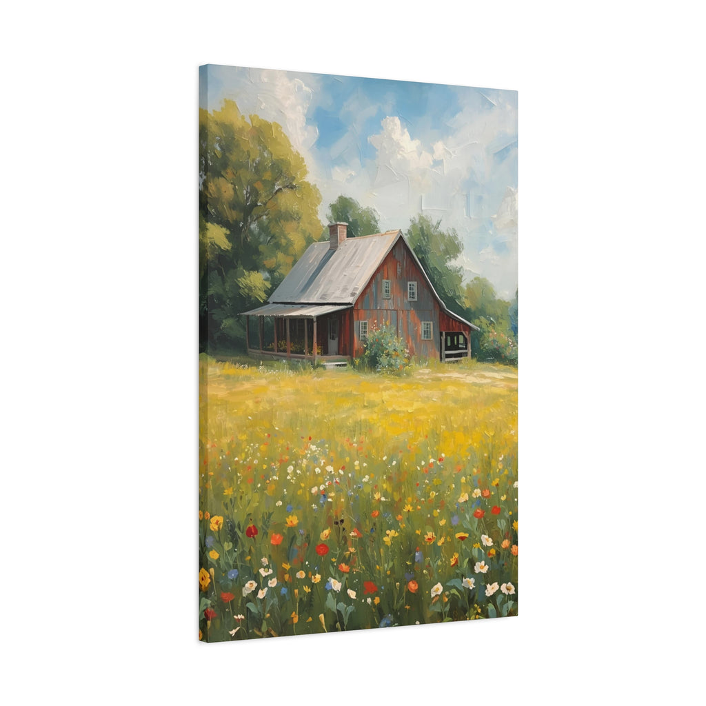 Country Meadow Barn Matte Stretched Canvas Print