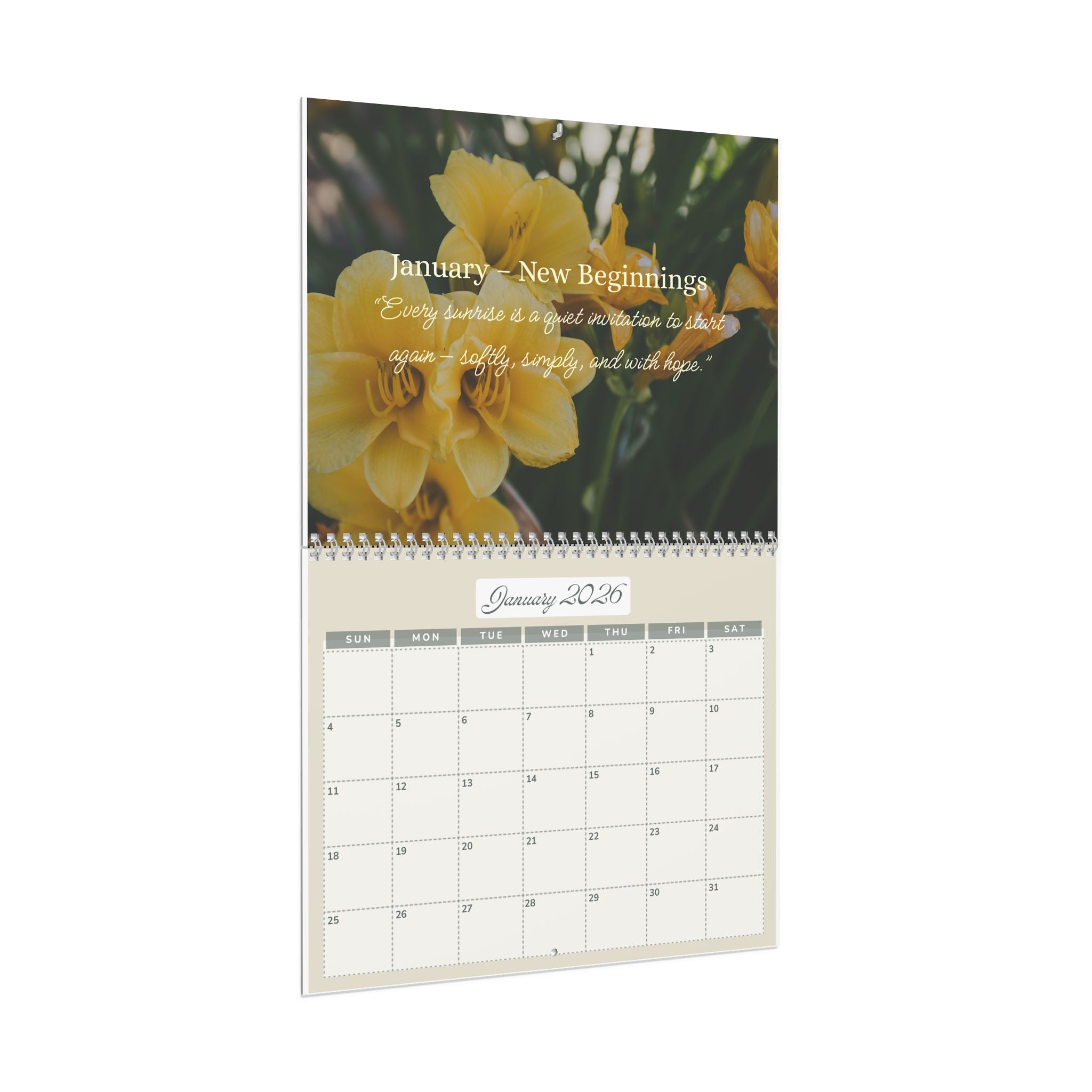 Countryside Wall Calendar, Floral Cottagecore Year, Nature Lover Planner, Flower Garden Organizer, Farmhouse Monthly Dates