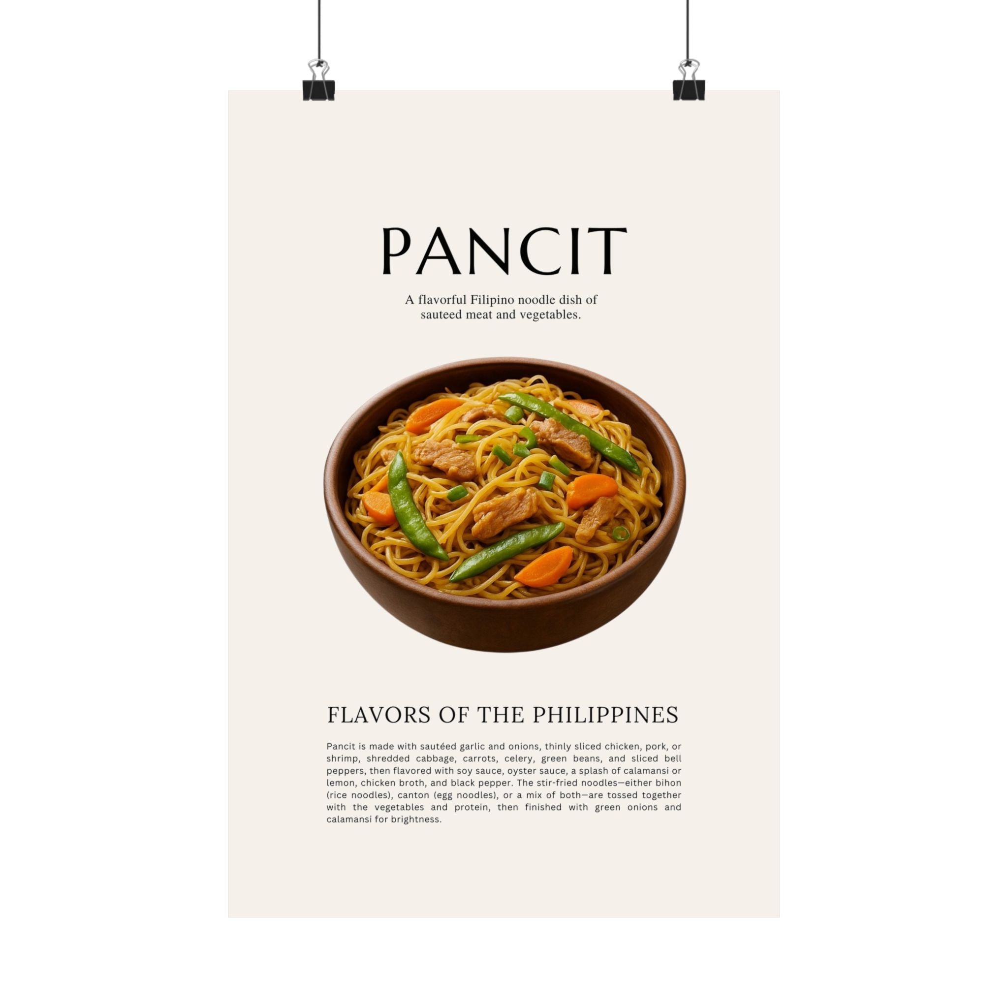 Pancit Food Art Print | Filipino Comfort Food Poster | Kitchen Wall Decor