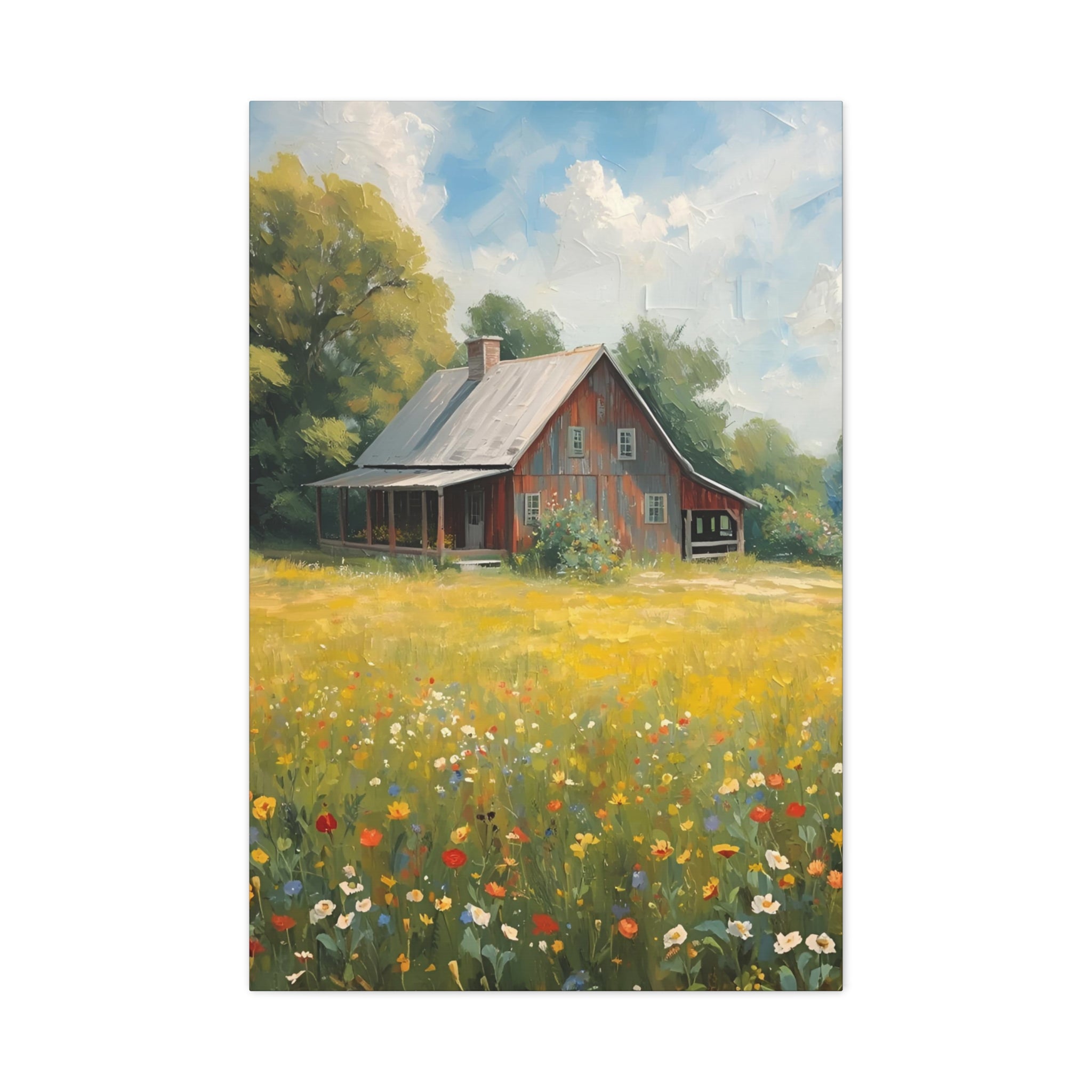 Country Meadow Barn Matte Stretched Canvas Print