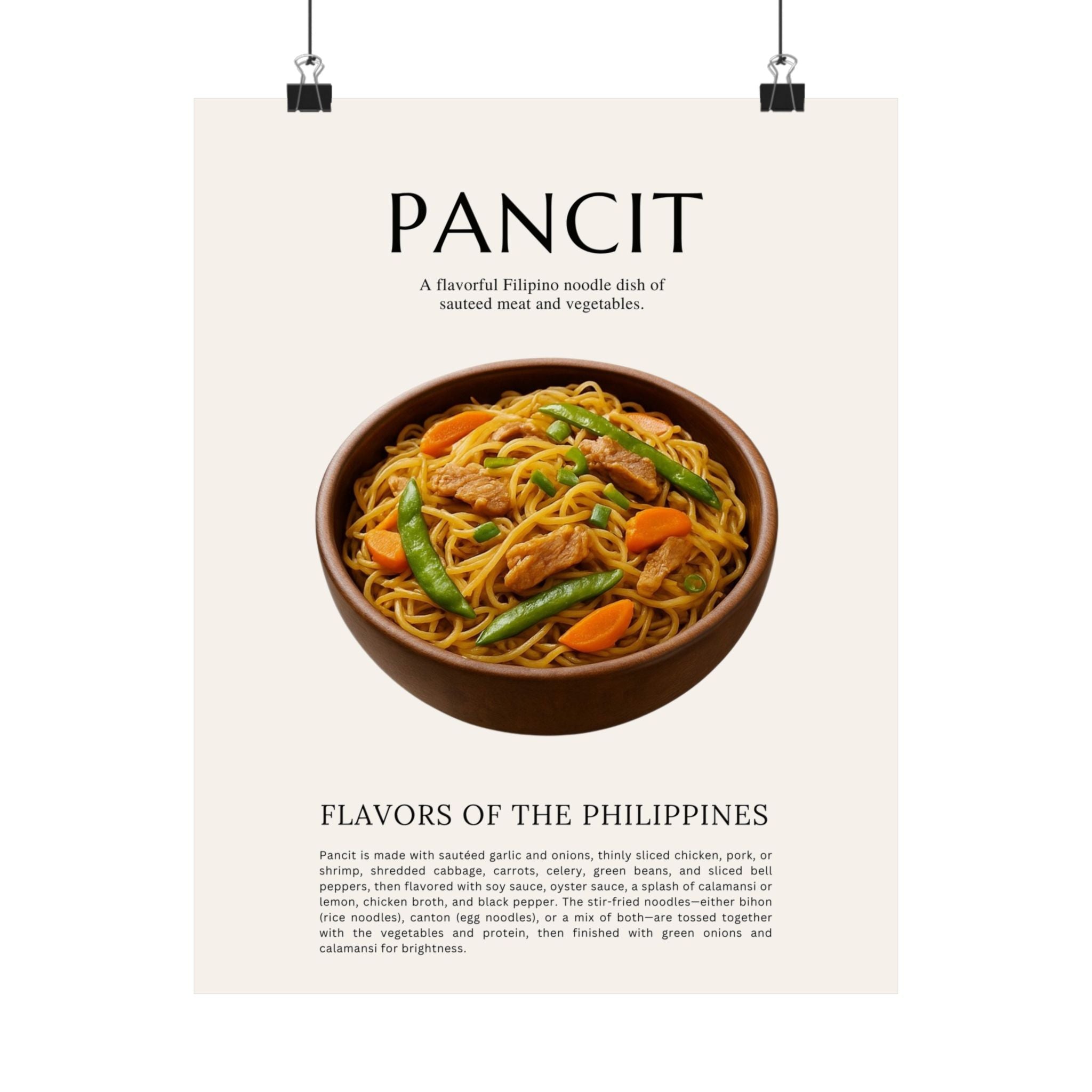 Pancit Food Art Print | Filipino Comfort Food Poster | Kitchen Wall Decor
