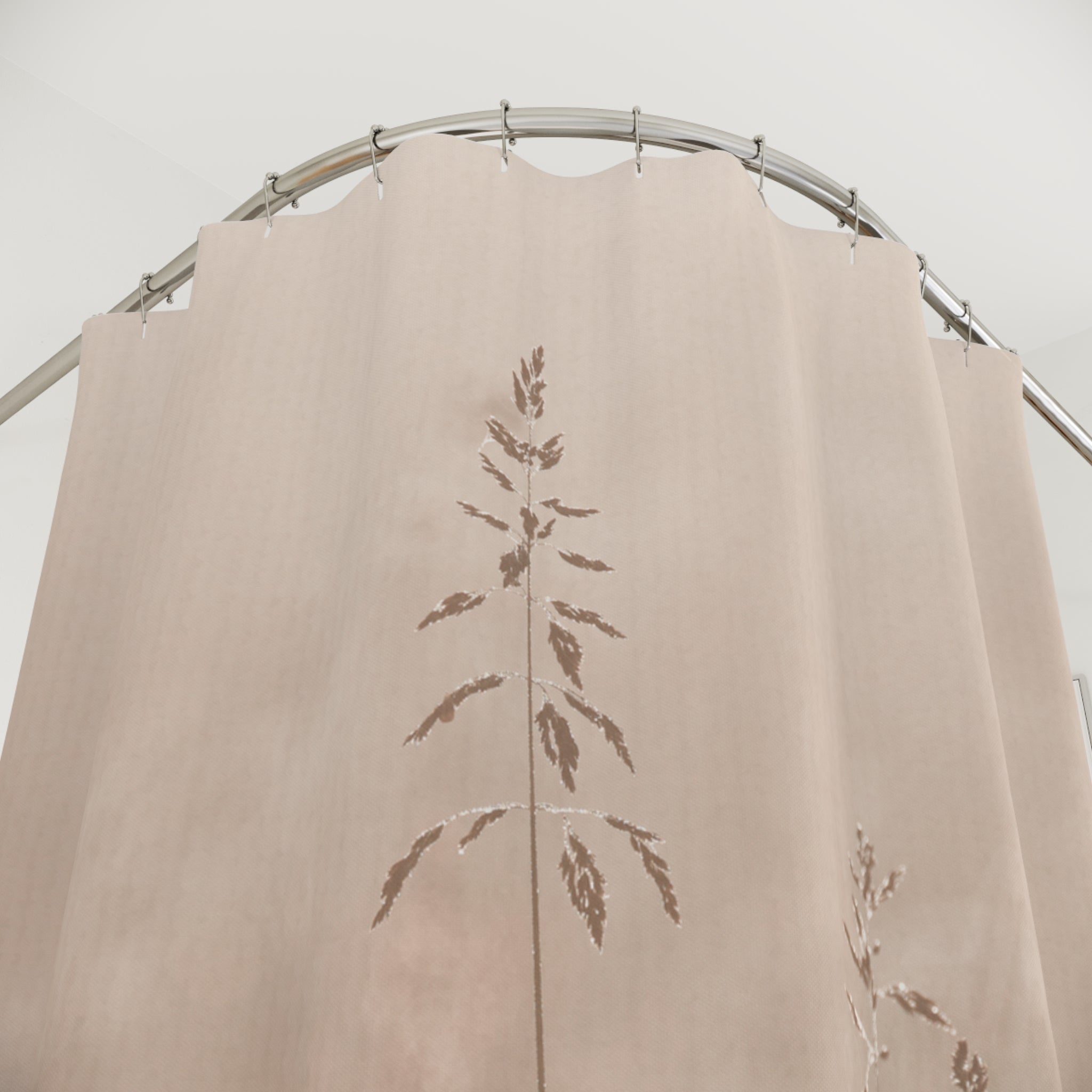 Neutral Botanical Shower Curtain – Rustic Cottagecore Bathroom Decor, Boho Shower Curtain