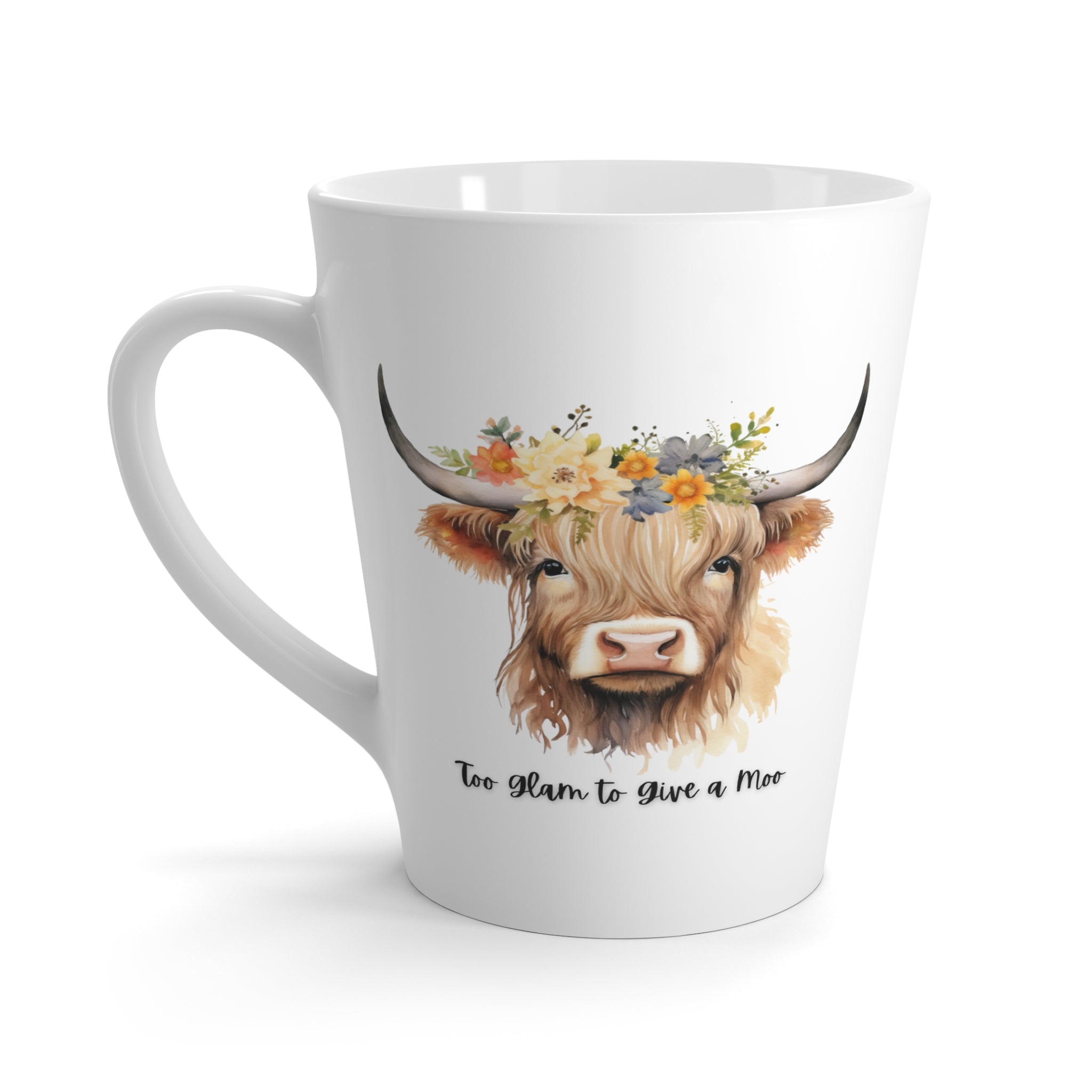 Highland Cow Latte Mug - Rustic Farmhouse Coffee Cup, Scottish Cattle Tea Mug, Cow Lover Gift, Country Kitchen Decor, Animal Print Drinkware