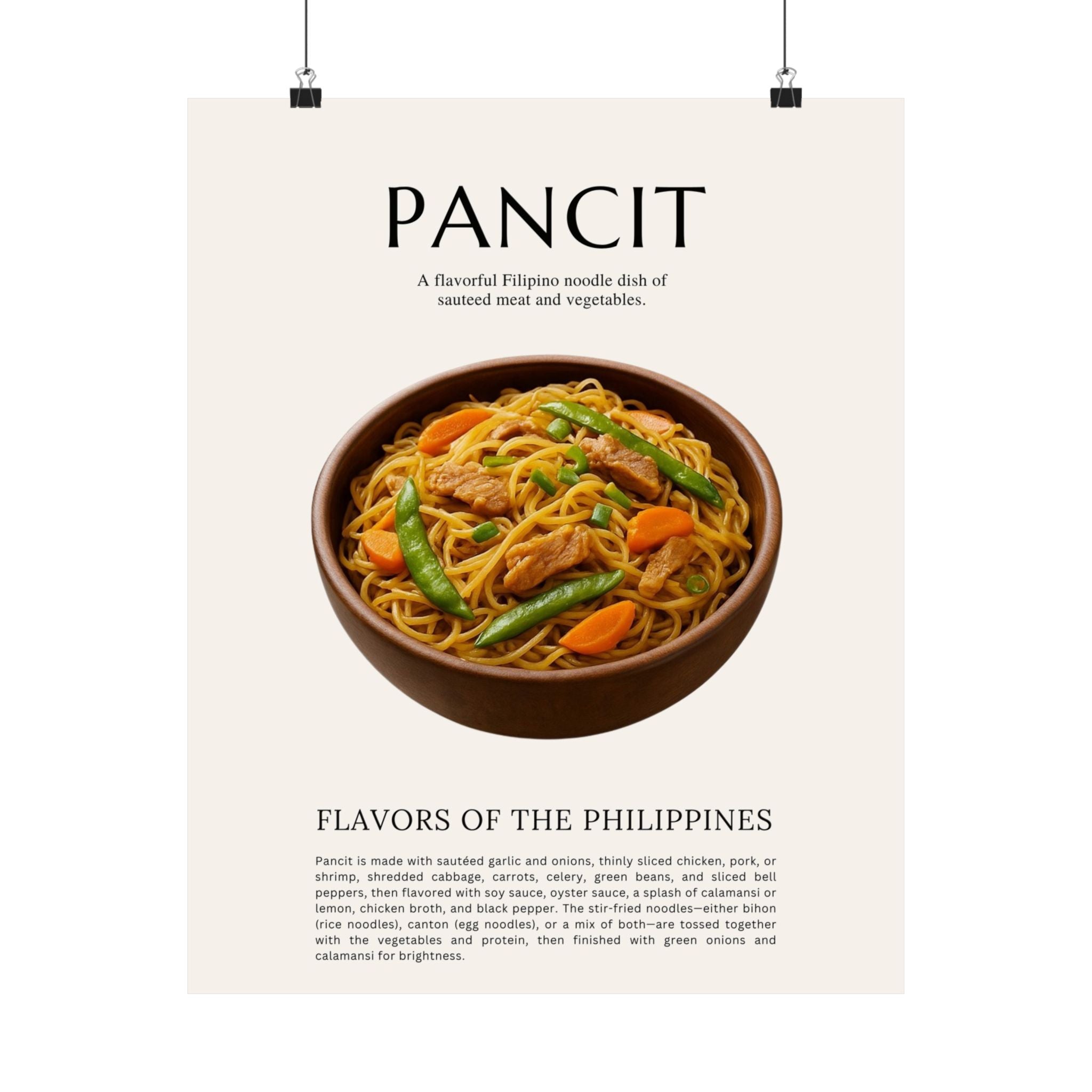 Pancit Food Art Print | Filipino Comfort Food Poster | Kitchen Wall Decor