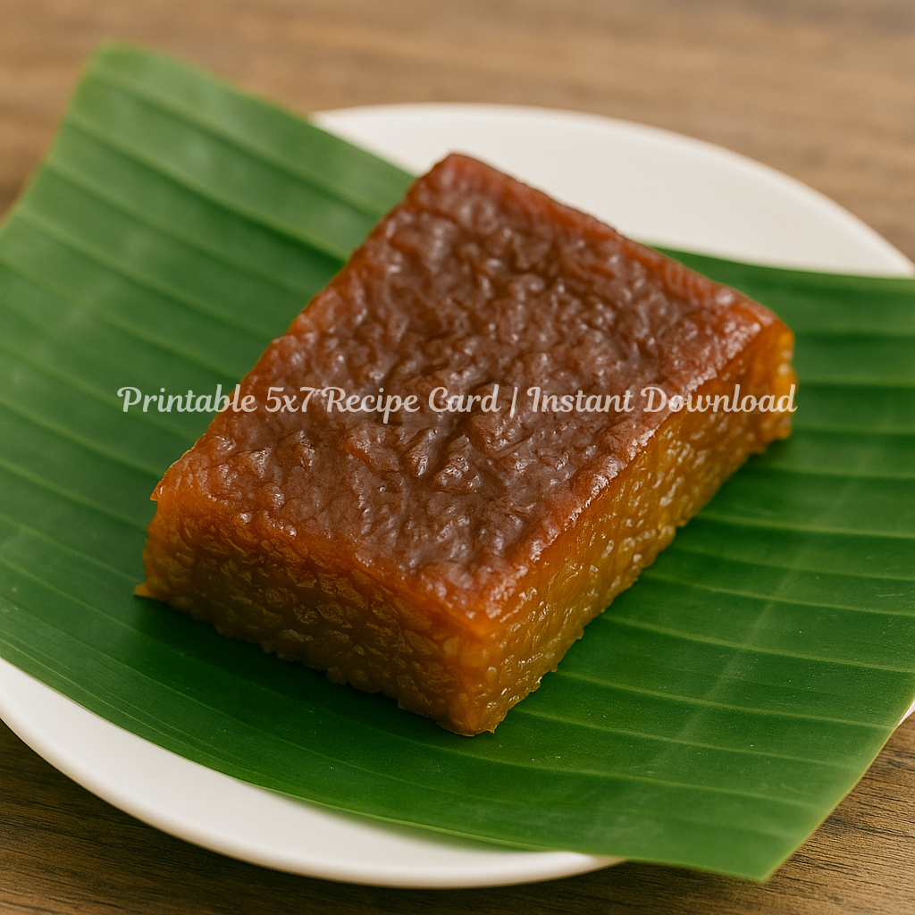 Biko Recipe Card | Filipino Sweet Rice Cake | 5x7 Printable | Hidden Grove Recipe Collection