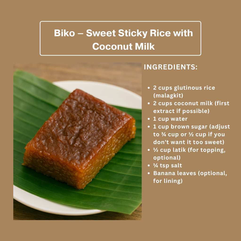 Biko Recipe Card | Filipino Sweet Rice Cake | 5x7 Printable | Hidden Grove Recipe Collection