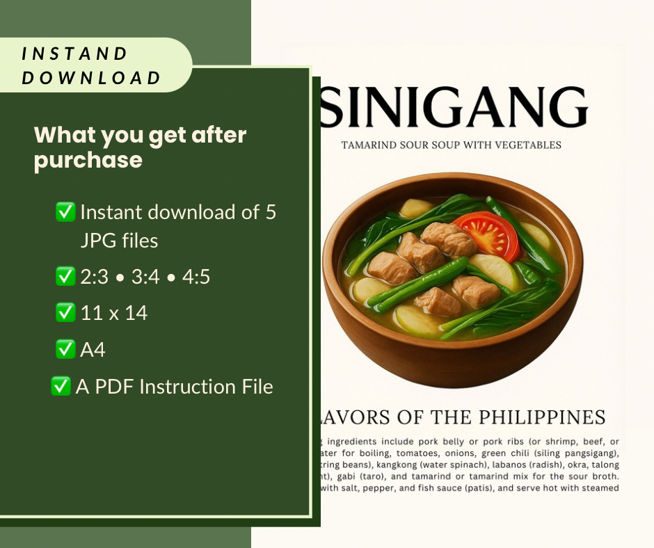 Sinigang Food Art Print – Filipino Comfort Food Wall Decor | Digital Download Kitchen Poster